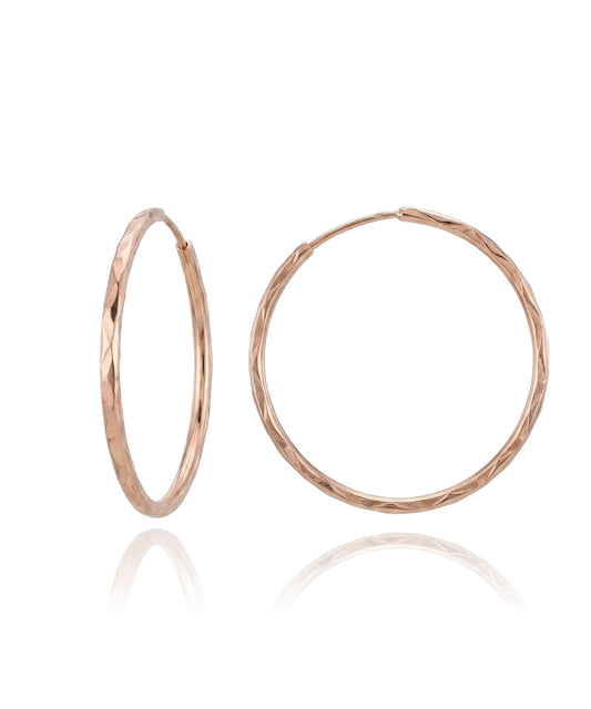 Textured rose gold hoops 30 mm