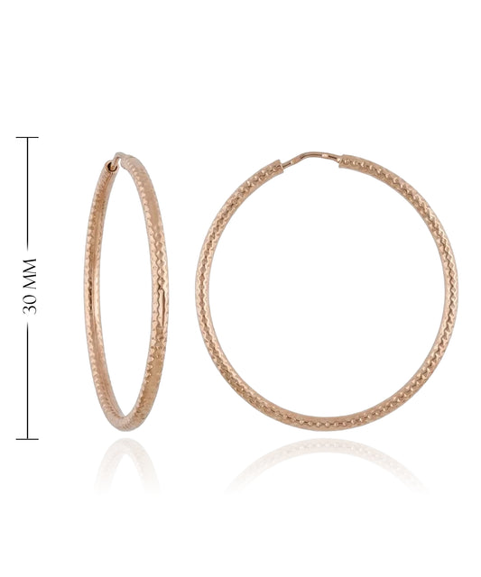 Patterned rose gold hoops 30 mm