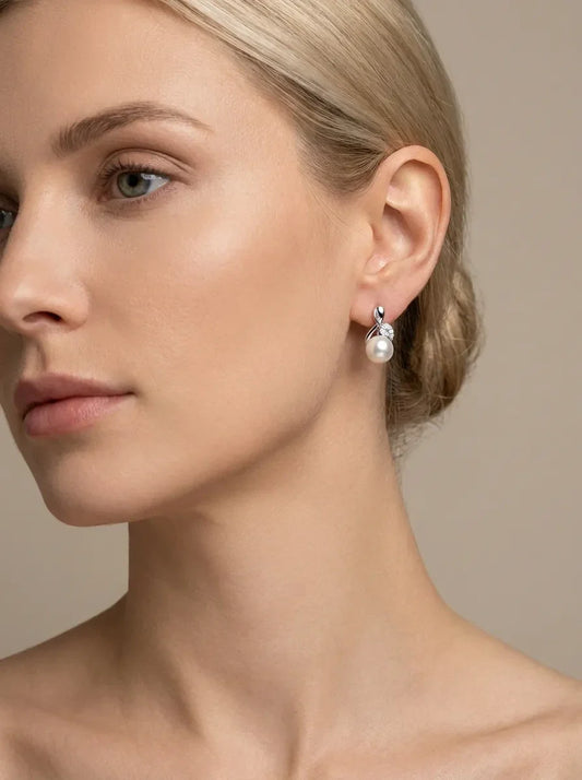 perliniai sidabriniai auskarai