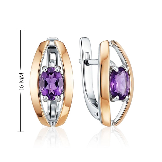 moteriški sidabriniai auskarai su ametistu