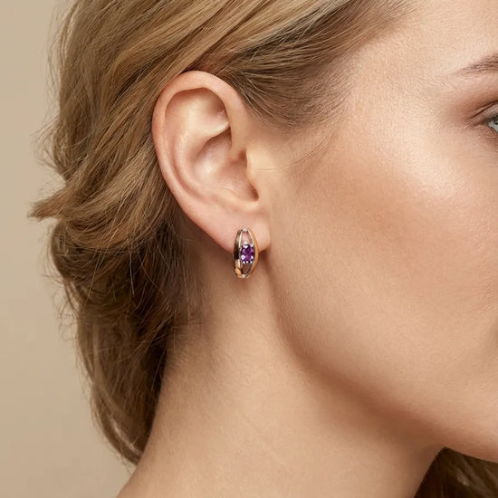 925 sidabro auskarai su violetiniu akmeniu