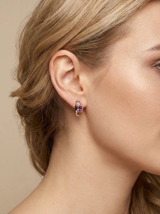 925 sidabro auskarai su violetiniu akmeniu