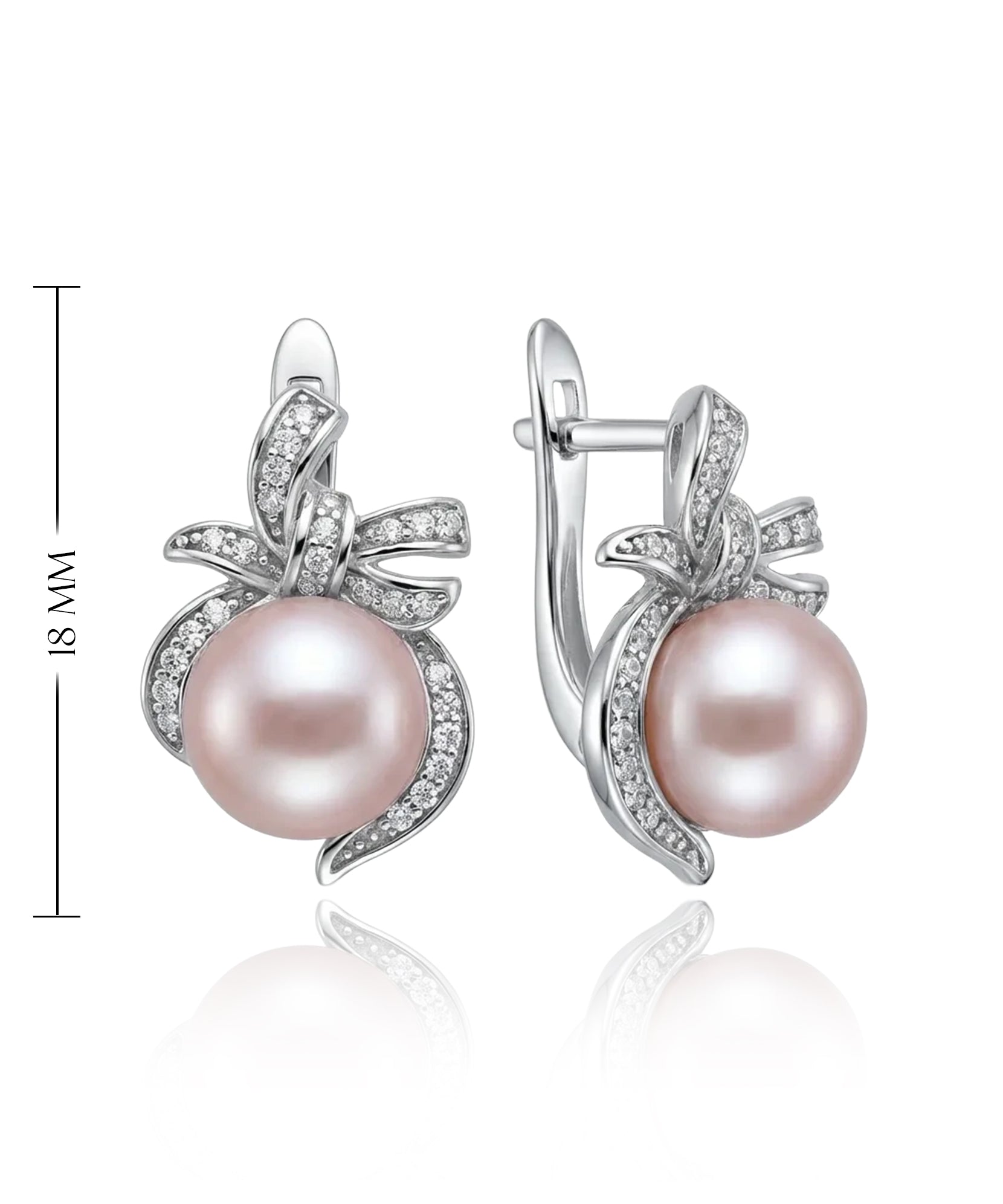 auskarai su rožiniu perlu ir cirkoniais