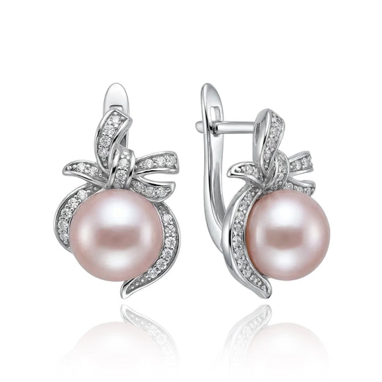 sidabriniai auskarai su rožiniu perlu