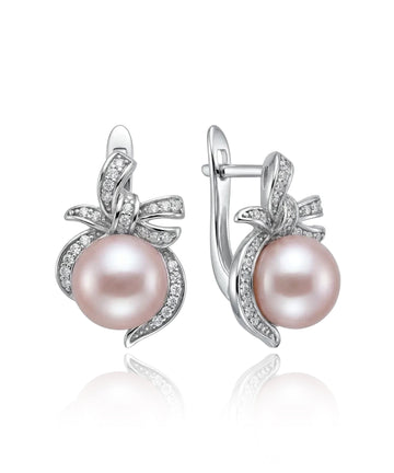 sidabriniai auskarai su rožiniu perlu