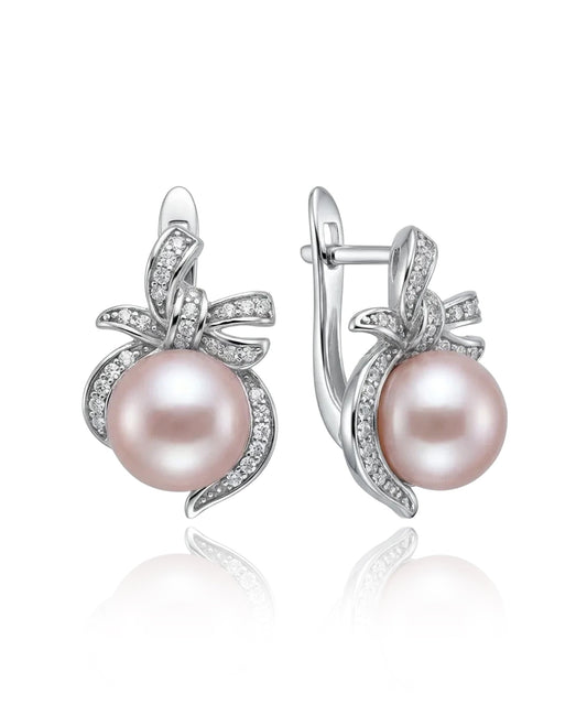 sidabriniai auskarai su rožiniu perlu