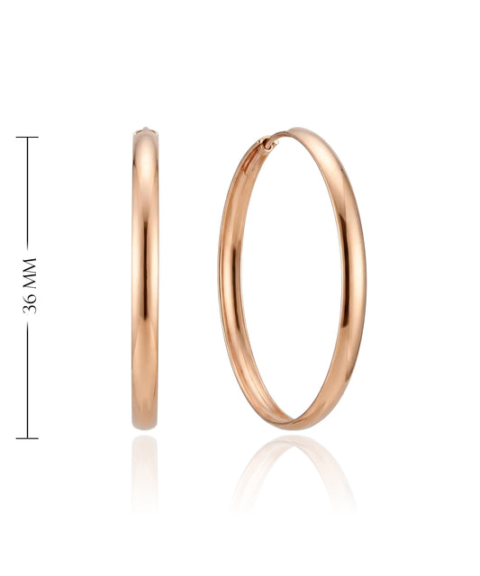 Rose gold hoop earrings – 36 mm classic earrings