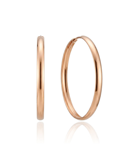 Rose gold hoop earrings – 36 mm classic earrings