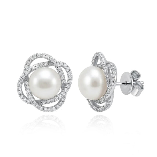 sidabriniai auskarai su perlu