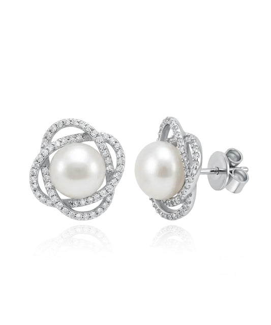 sidabriniai auskarai su perlu