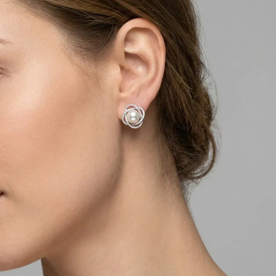 perliniai auskarai su cirkoniais