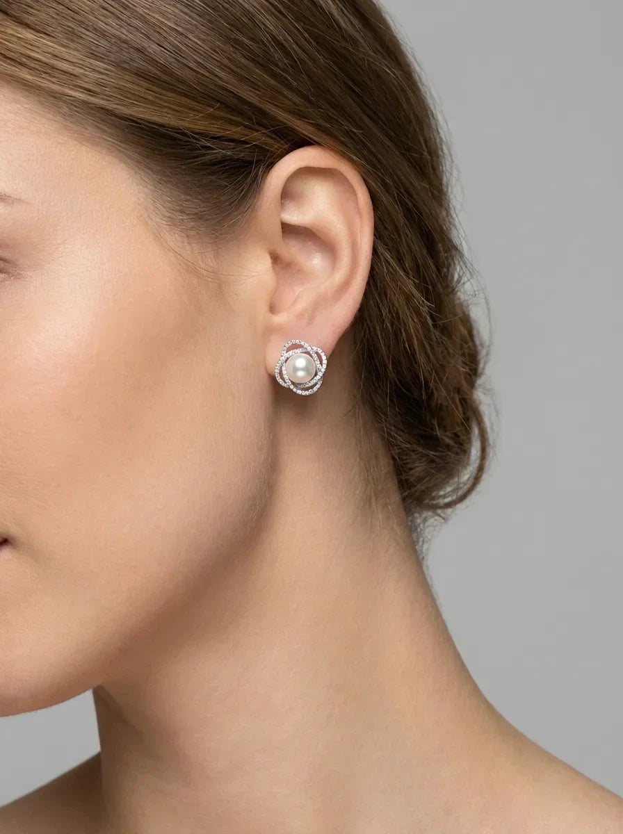 perliniai auskarai su cirkoniais