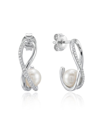 sidabriniai auskarai su perlu