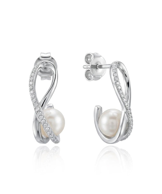 sidabriniai auskarai su perlu