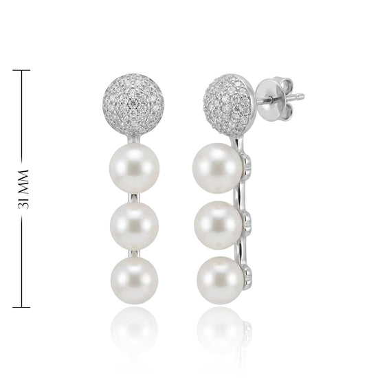 perliniai auskarai su cirkoniais