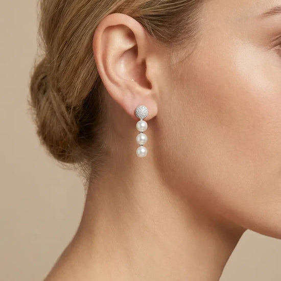 ilgi auskarai su perlais