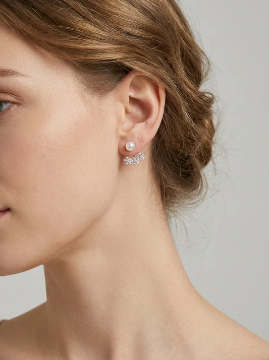 auskarai su perlais ir cirkoniais