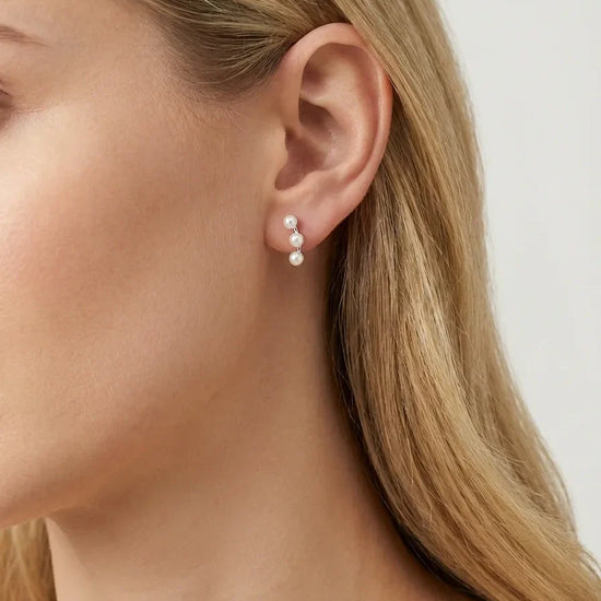 auskarai su trimis perlais