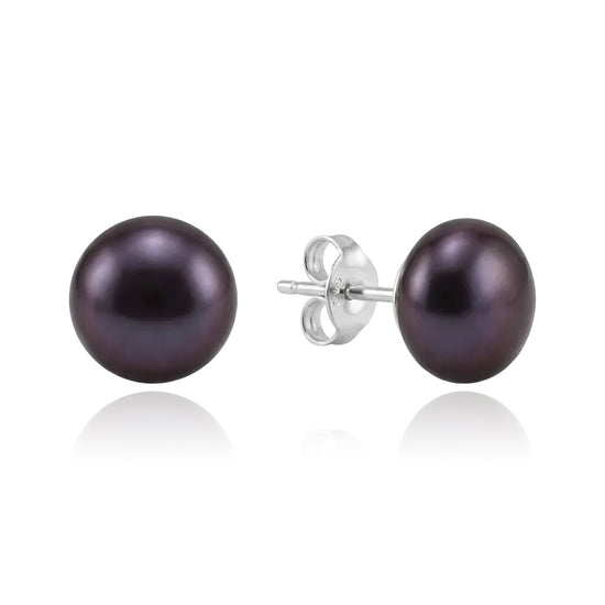 sidabriniai auskarai su juodais perlais