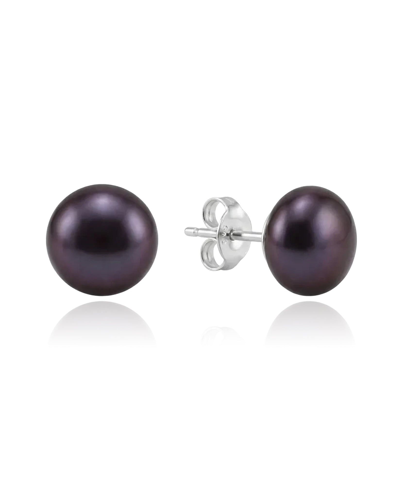 sidabriniai auskarai su juodais perlais