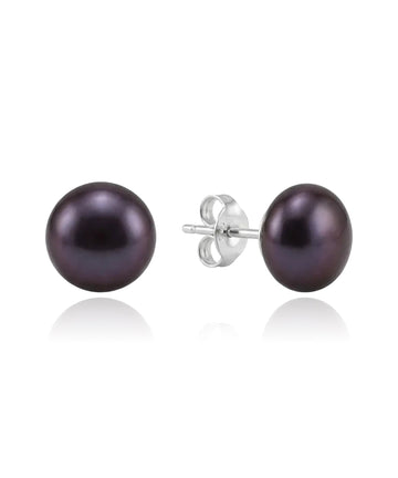 sidabriniai auskarai su juodais perlais