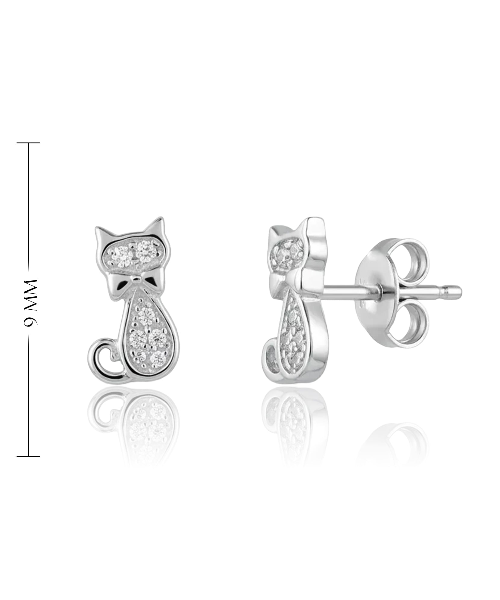 moteriški sidabriniai auskarai su cirkoniais katė