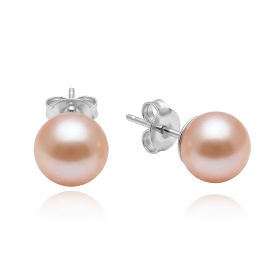 sidabriniai auskarai su persikiniais perlais