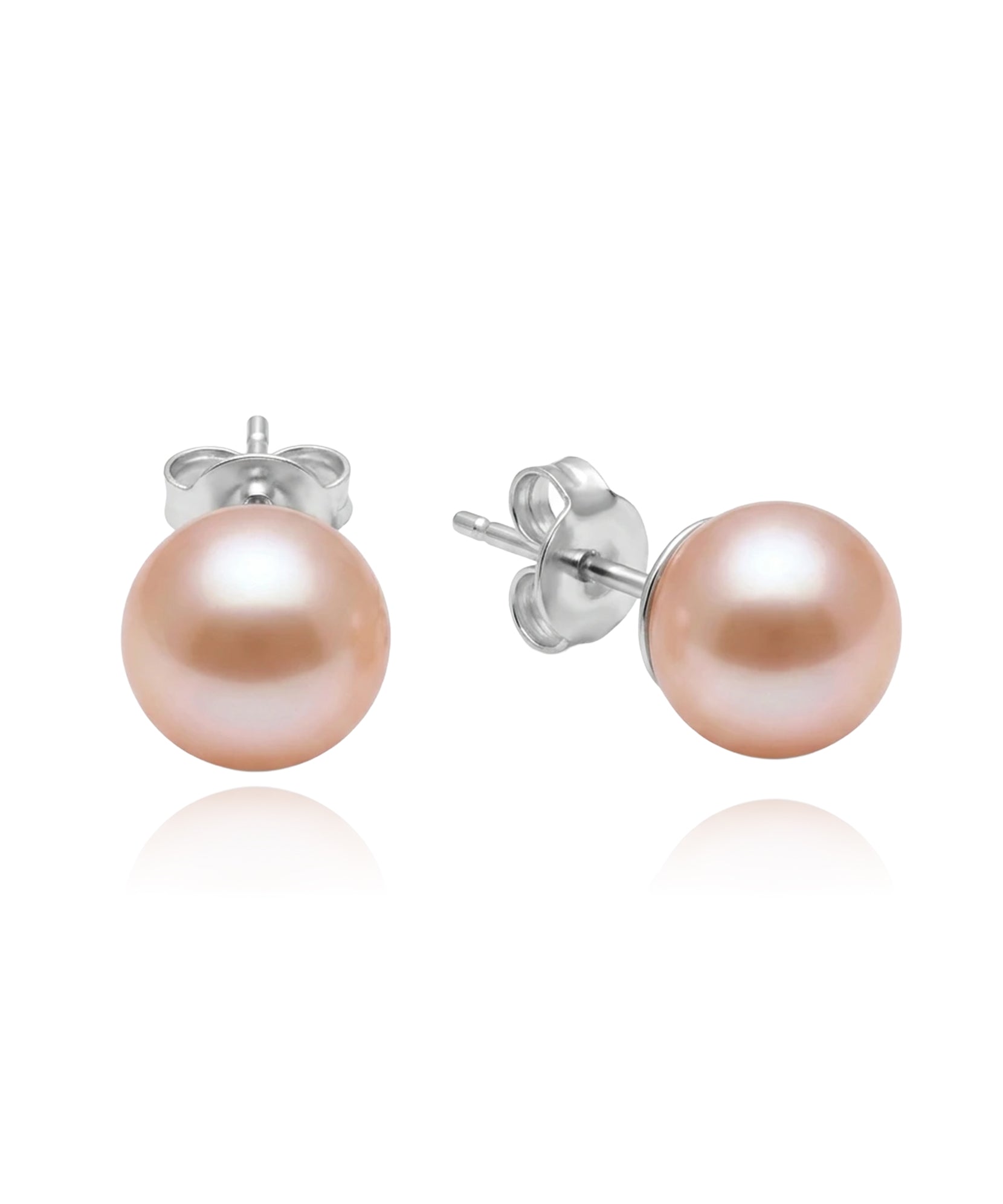 sidabriniai auskarai su persikiniais perlais