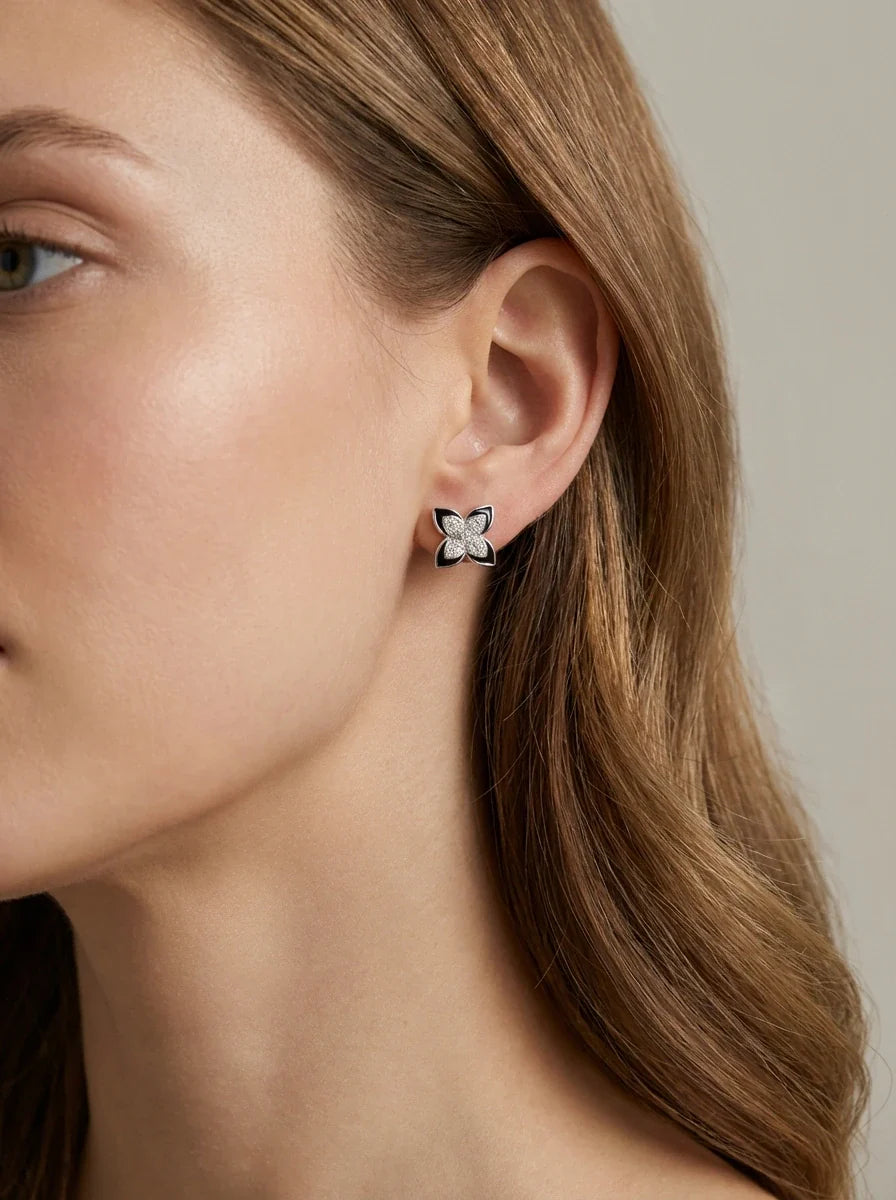 925 sidabro auskarai su cirkoniais ir emaliu