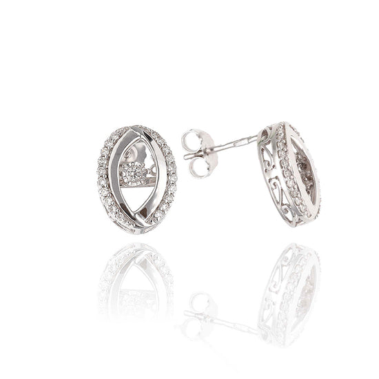 Auksiniai auskarai su trimis briliantinėmis linijomis