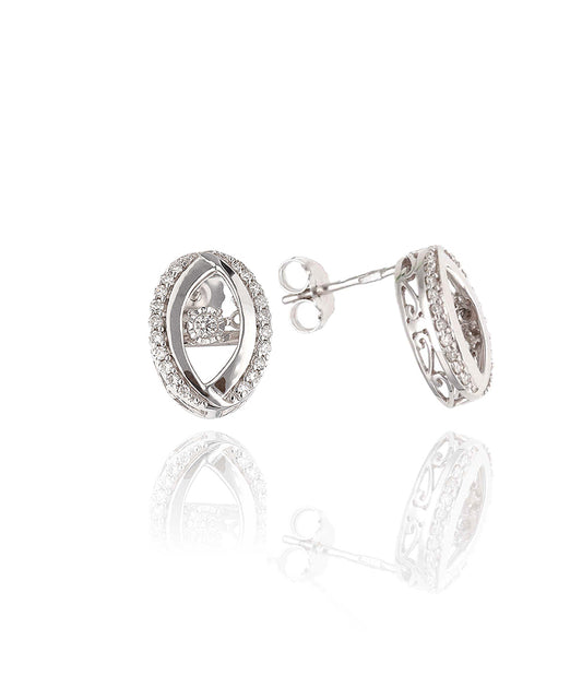 Auksiniai auskarai su trimis briliantinėmis linijomis