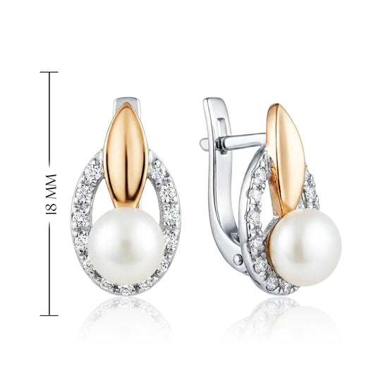 moteriški sidabriniai auskarai su perlu