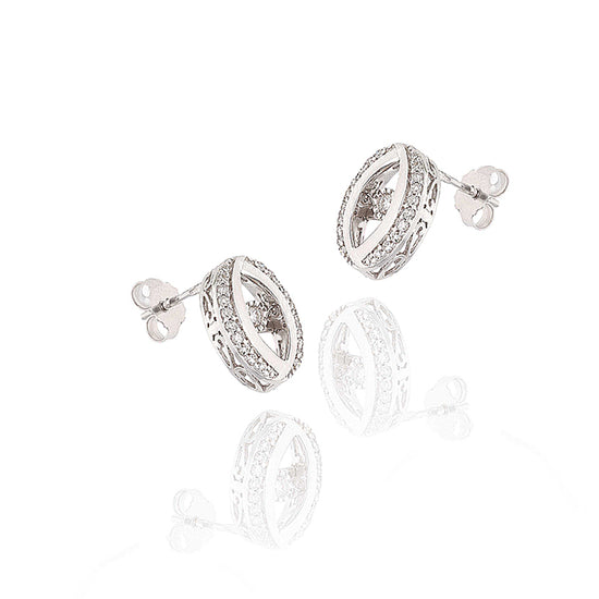 Spindintys auskarai su briliantais iš šono