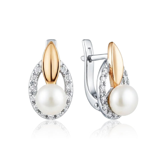 sidabriniai auskarai su perlu