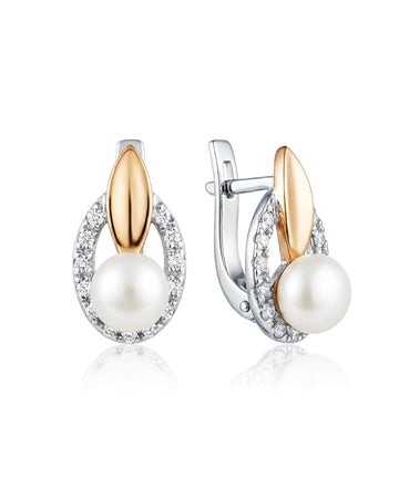 sidabriniai auskarai su perlu