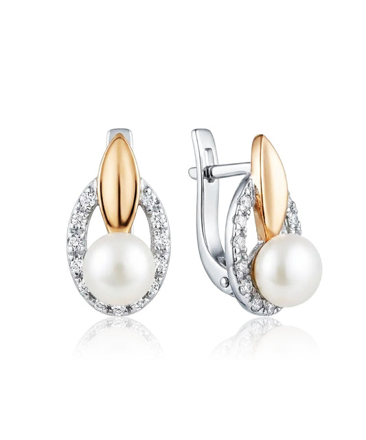 sidabriniai auskarai su perlu