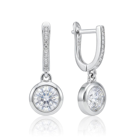 sidabriniai auskarai su kabančiu cirkoniu