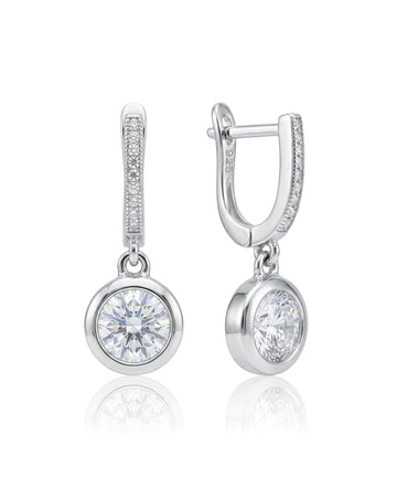 sidabriniai auskarai su kabančiu cirkoniu