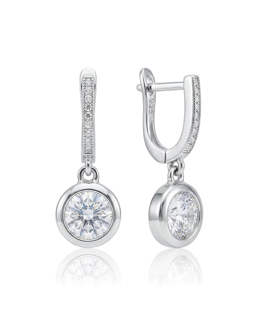 sidabriniai auskarai su kabančiu cirkoniu