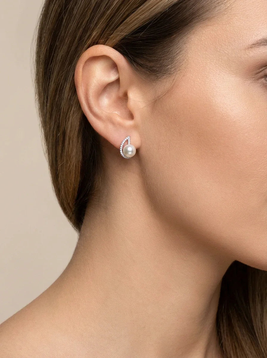 sidabriniai auskarai su perlais