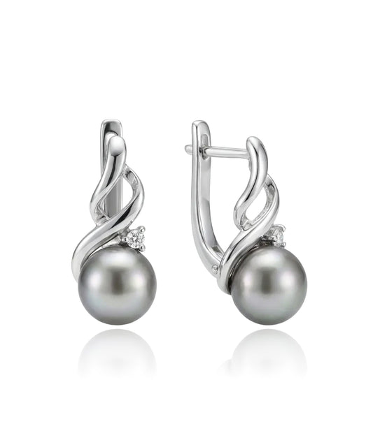 sidabriniai auskarai su perlu