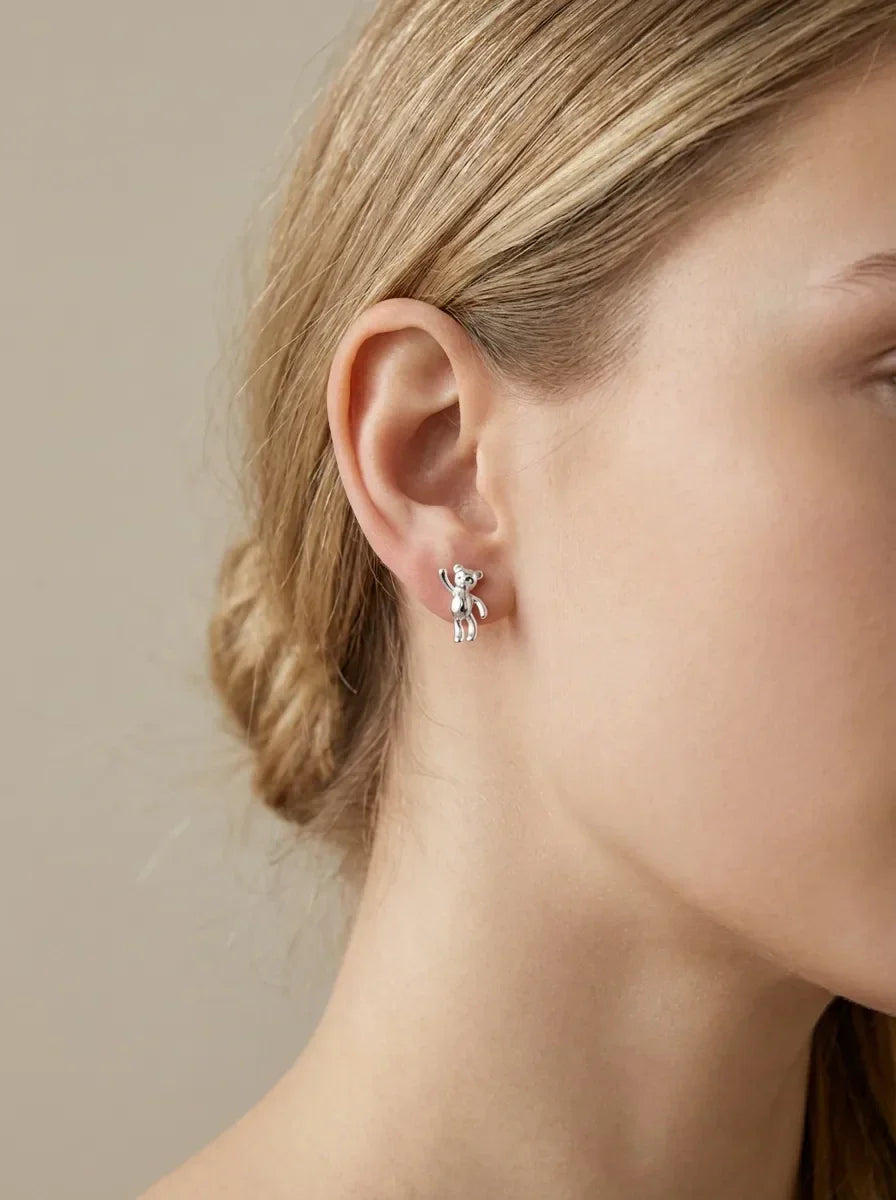 sidabriniai auskarai meškiuko formos