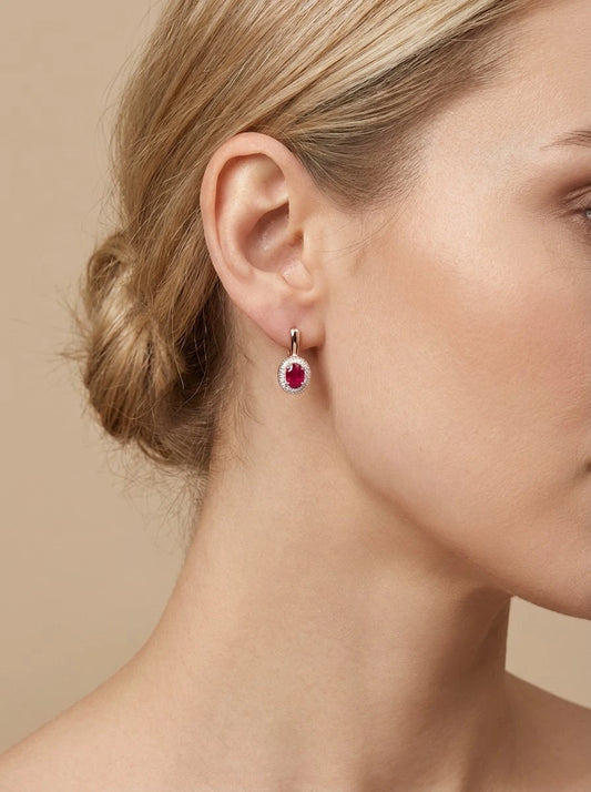 Gold earrings with rubies and diamonds