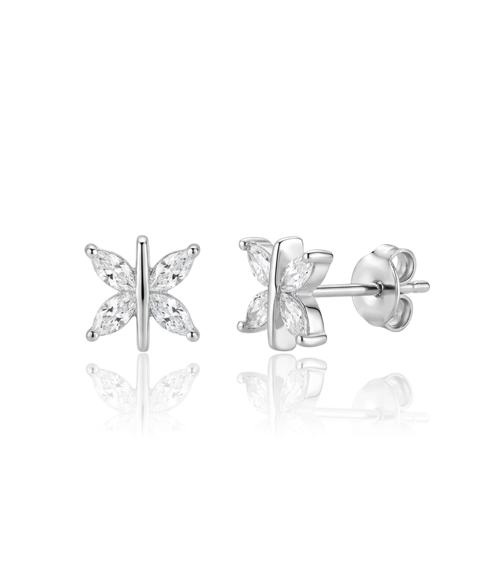 sidabriniai auskarai drugelis su cirkoniais