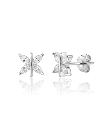 sidabriniai auskarai drugelis su cirkoniais