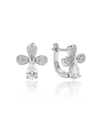 sidabriniai auskarai kryžiukas su cirkoniais