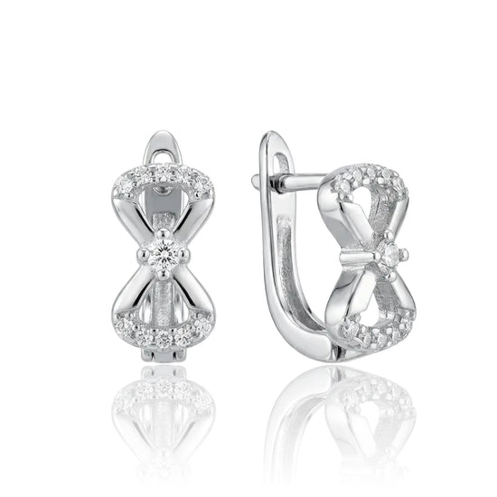 sidabriniai auskarai kaspinas su cirkoniais