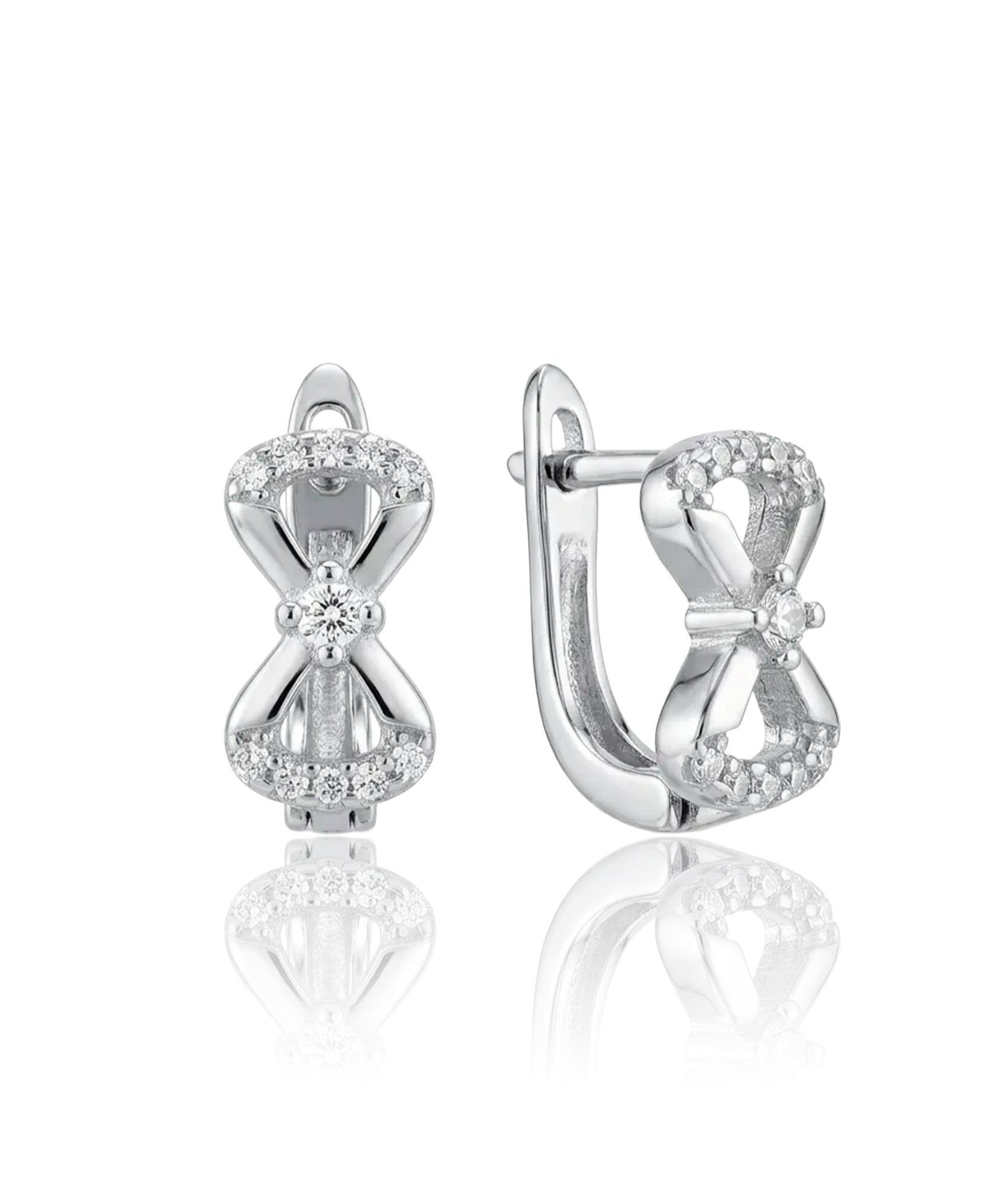 sidabriniai auskarai kaspinas su cirkoniais