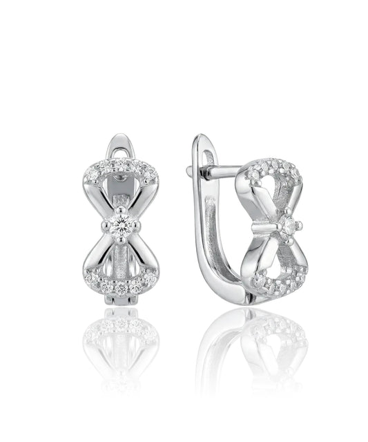 sidabriniai auskarai kaspinas su cirkoniais