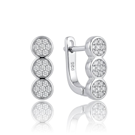 sidabriniai trigubi auskarai su cirkoniais